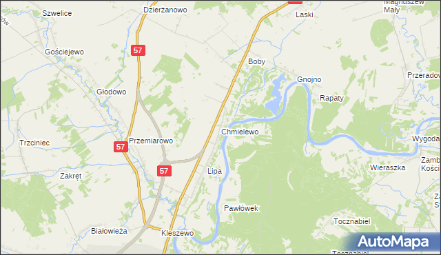 mapa Chmielewo gmina Pułtusk, Chmielewo gmina Pułtusk na mapie Targeo