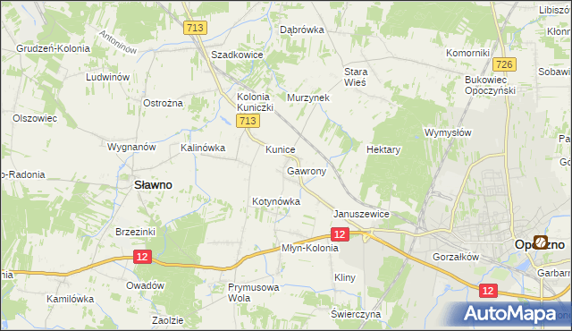 mapa Gawrony gmina Sławno, Gawrony gmina Sławno na mapie Targeo