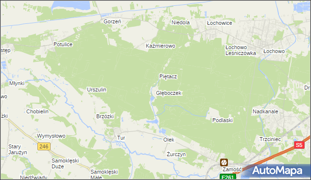 mapa Głęboczek gmina Szubin, Głęboczek gmina Szubin na mapie Targeo