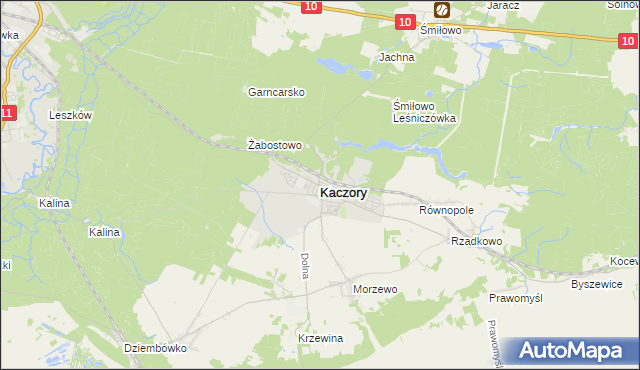 mapa Kaczory powiat pilski, Kaczory powiat pilski na mapie Targeo