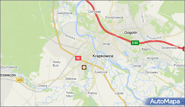 mapa Krapkowice, Krapkowice na mapie Targeo