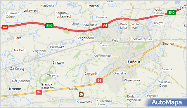 mapa Krzemienica gmina Czarna, Krzemienica gmina Czarna na mapie Targeo