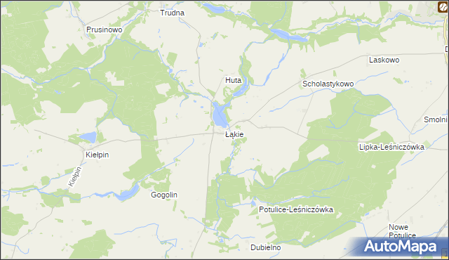 mapa Łąkie gmina Lipka, Łąkie gmina Lipka na mapie Targeo