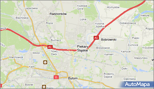 mapa Piekary Śląskie, Piekary Śląskie na mapie Targeo