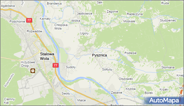 mapa Pysznica, Pysznica na mapie Targeo