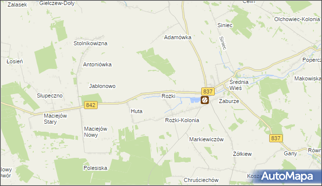 mapa Rożki gmina Żółkiewka, Rożki gmina Żółkiewka na mapie Targeo