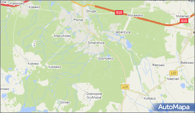 mapa Sosnówko gmina Stare Czarnowo, Sosnówko gmina Stare Czarnowo na mapie Targeo