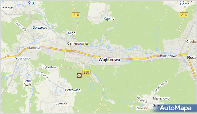 mapa Wejherowo, Wejherowo na mapie Targeo