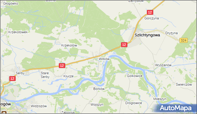 mapa Wilków gmina Głogów, Wilków gmina Głogów na mapie Targeo