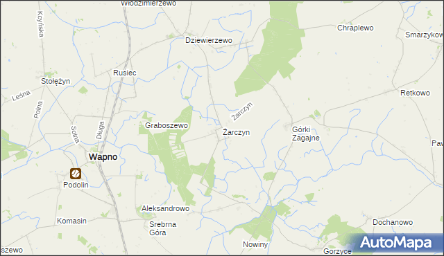 mapa Żarczyn gmina Kcynia, Żarczyn gmina Kcynia na mapie Targeo