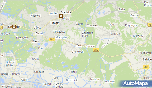 mapa Żarki gmina Libiąż, Żarki gmina Libiąż na mapie Targeo
