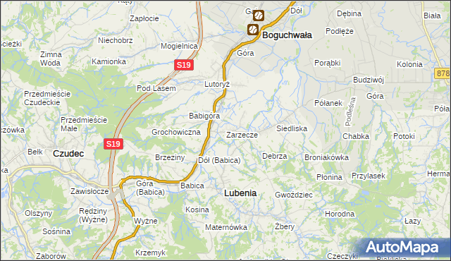 mapa Zarzecze gmina Boguchwała, Zarzecze gmina Boguchwała na mapie Targeo