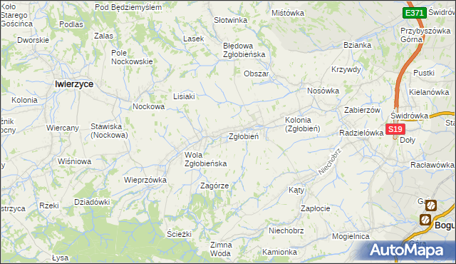 mapa Zgłobień, Zgłobień na mapie Targeo