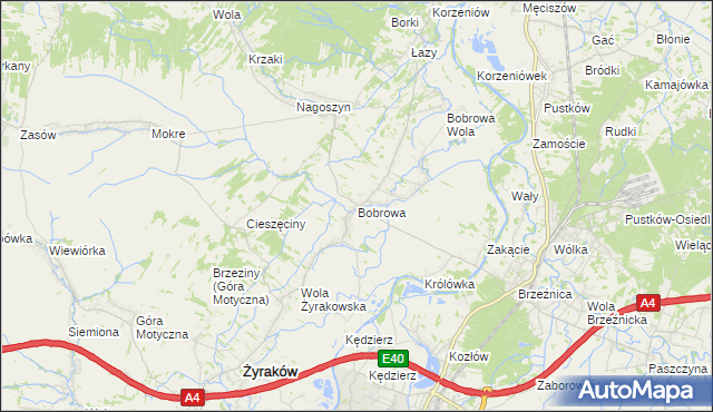 mapa Bobrowa gmina Żyraków, Bobrowa gmina Żyraków na mapie Targeo