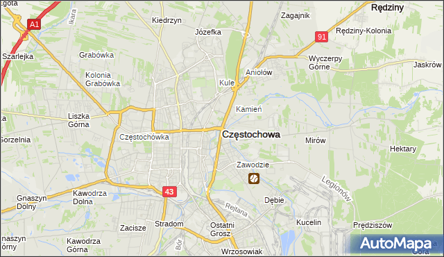 mapa Częstochowy, Częstochowa na mapie Targeo