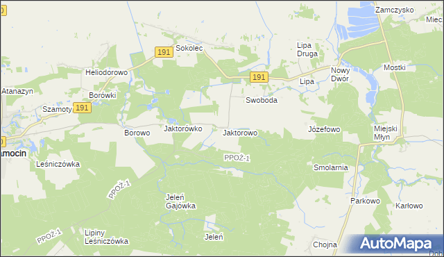 mapa Jaktorowo, Jaktorowo na mapie Targeo