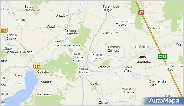 mapa Ruskie Piaski, Ruskie Piaski na mapie Targeo