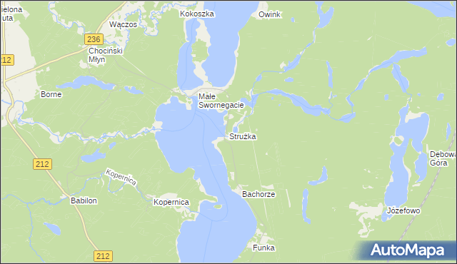 mapa Strużka gmina Chojnice, Strużka gmina Chojnice na mapie Targeo