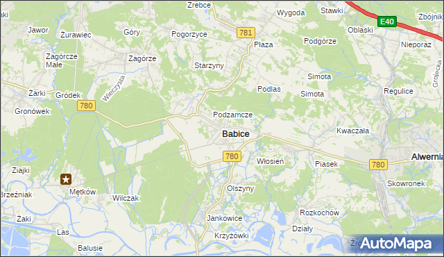 mapa Babice powiat chrzanowski, Babice powiat chrzanowski na mapie Targeo