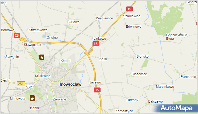 mapa Balin gmina Inowrocław, Balin gmina Inowrocław na mapie Targeo