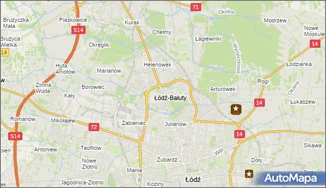 mapa Bałuty gmina Łódź, Bałuty gmina Łódź na mapie Targeo