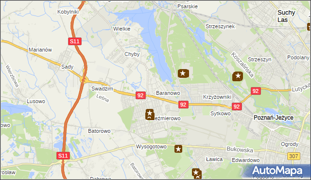 mapa Baranowo gmina Tarnowo Podgórne, Baranowo gmina Tarnowo Podgórne na mapie Targeo