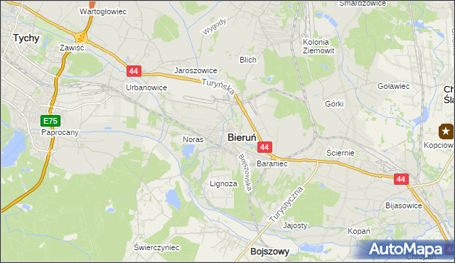 mapa Bieruń, Bieruń na mapie Targeo