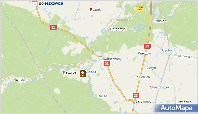 mapa Chwarszczany, Chwarszczany na mapie Targeo