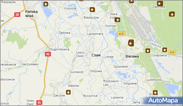 mapa Cisek, Cisek na mapie Targeo