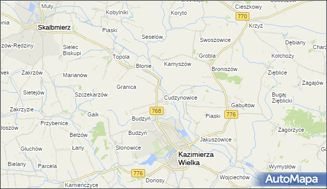 mapa Cudzynowice, Cudzynowice na mapie Targeo