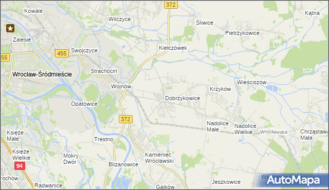 mapa Dobrzykowice, Dobrzykowice na mapie Targeo