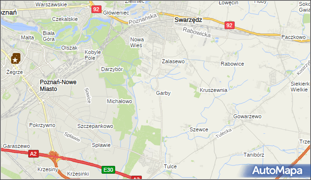 mapa Garby gmina Swarzędz, Garby gmina Swarzędz na mapie Targeo