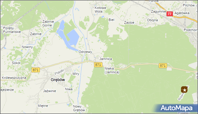 mapa Jamnica gmina Grębów, Jamnica gmina Grębów na mapie Targeo