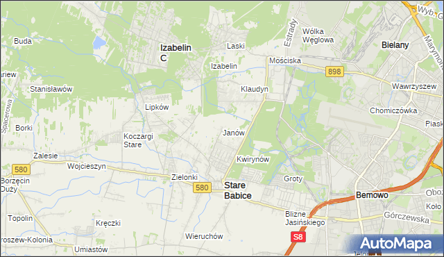 mapa Janów gmina Stare Babice, Janów gmina Stare Babice na mapie Targeo