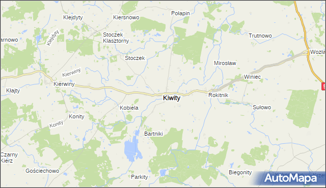 mapa Kiwity powiat lidzbarski, Kiwity powiat lidzbarski na mapie Targeo