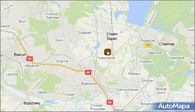 mapa Kopciowice, Kopciowice na mapie Targeo