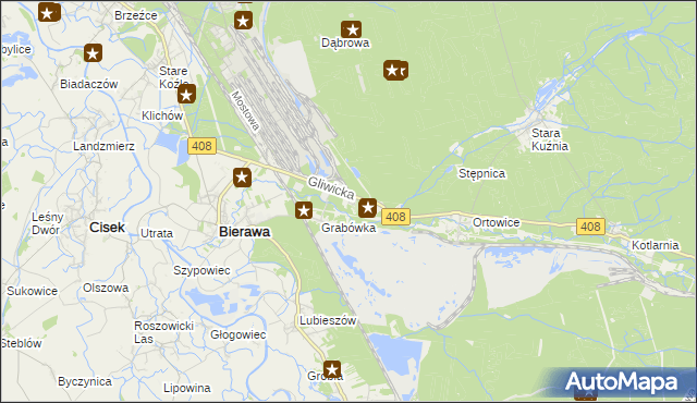 mapa Korzonek gmina Bierawa, Korzonek gmina Bierawa na mapie Targeo