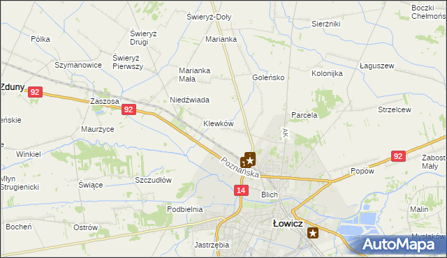 mapa Małszyce gmina Łowicz, Małszyce gmina Łowicz na mapie Targeo
