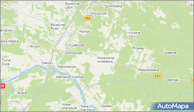 mapa Moszczona Królewska, Moszczona Królewska na mapie Targeo