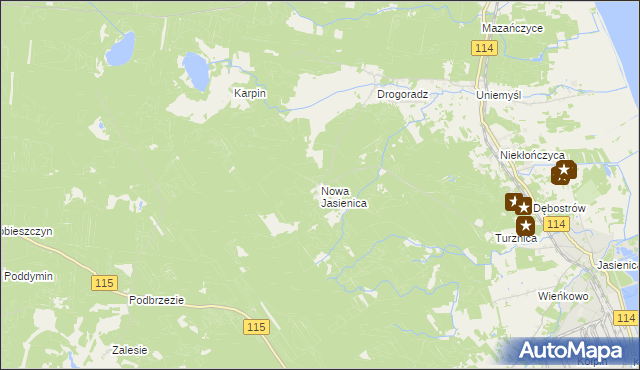 mapa Nowa Jasienica, Nowa Jasienica na mapie Targeo