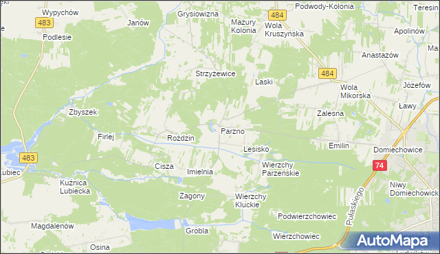 mapa Parzno, Parzno na mapie Targeo