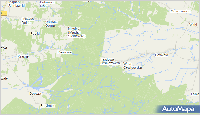 mapa Pawłowa Leśniczówka, Pawłowa Leśniczówka na mapie Targeo