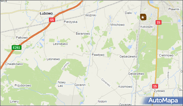 mapa Pawłowo gmina Czerniejewo, Pawłowo gmina Czerniejewo na mapie Targeo