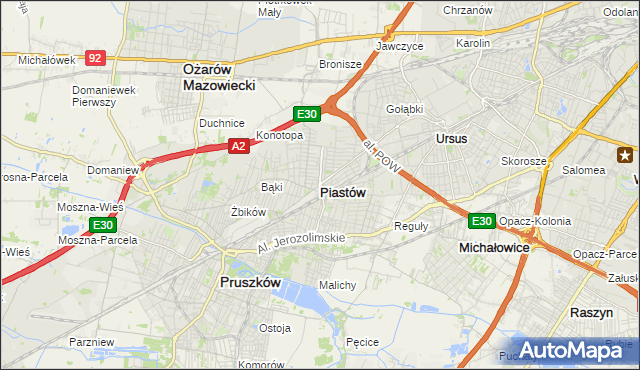 mapa Piastów powiat pruszkowski, Piastów powiat pruszkowski na mapie Targeo