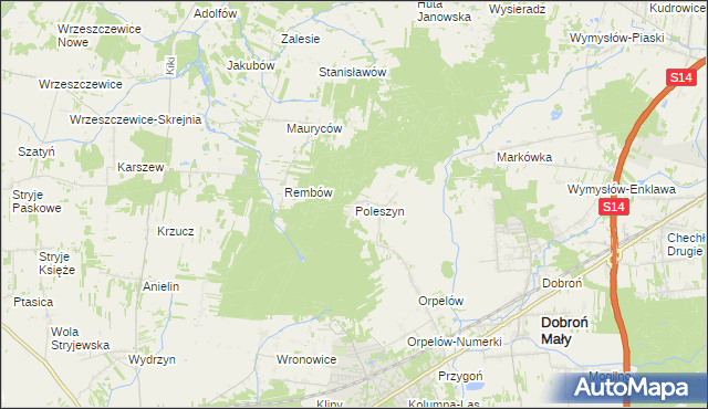 mapa Poleszyn, Poleszyn na mapie Targeo