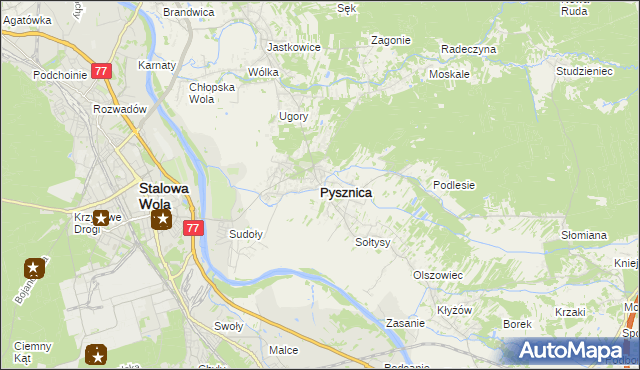 mapa Pysznica, Pysznica na mapie Targeo