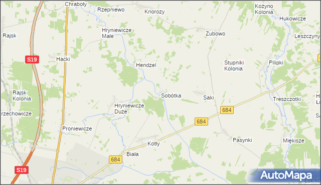 mapa Sobótka gmina Bielsk Podlaski, Sobótka gmina Bielsk Podlaski na mapie Targeo