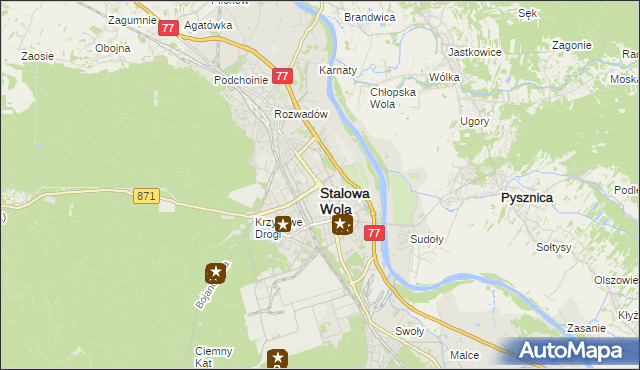 mapa Stalowa Wola, Stalowa Wola na mapie Targeo