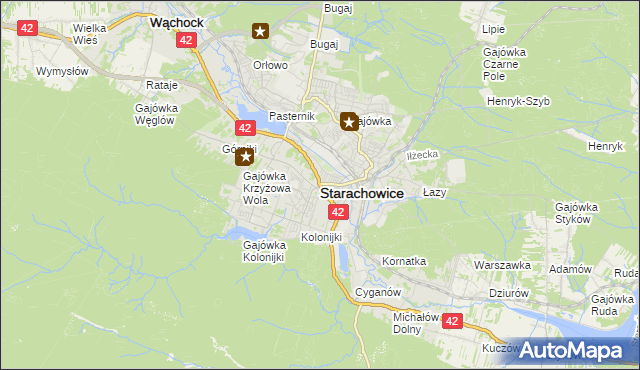 mapa Starachowic, Starachowice na mapie Targeo