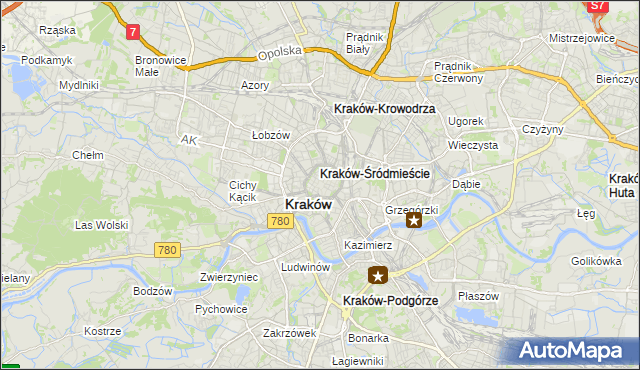 mapa Stare Miasto gmina Kraków, Stare Miasto gmina Kraków na mapie Targeo